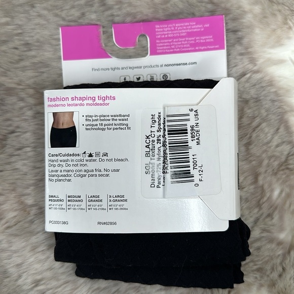 Hanes | No Nonsense | Great Shapes® Diamond Control Top Textured Tights … - Picture 3 of 5